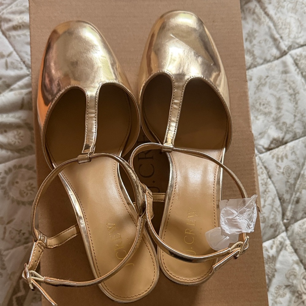 J. Crew Gold Heeled Sandals